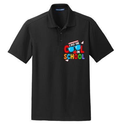 I Put The Cool School Back To School Gift Teacher Student Dry Zone Grid Polo