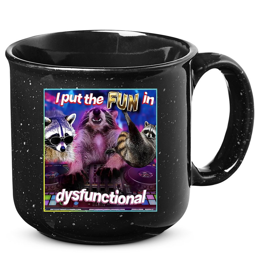 I Put The Sun Dysfunctional Racoon Meme 15oz Campfire Ceramic Mug