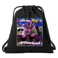 I Put The Sun Dysfunctional Racoon Meme Drawstring Bag