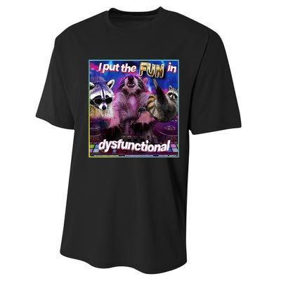 I Put The Sun Dysfunctional Racoon Meme Performance Sprint T-Shirt