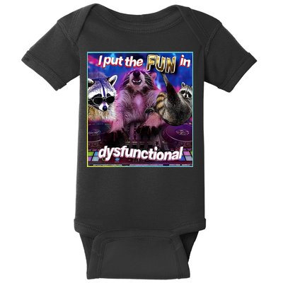 I Put The Sun Dysfunctional Racoon Meme Baby Bodysuit