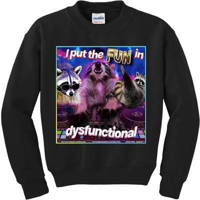 I Put The Sun Dysfunctional Racoon Meme Kids Sweatshirt