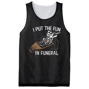 I Put The Fun In Funeral Skeleton Mesh Reversible Basketball Jersey Tank