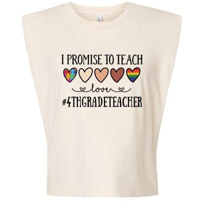 I Promise To Teach Love 4Th Grade Teacher Heart Great Gift Garment-Dyed Women's Muscle Tee