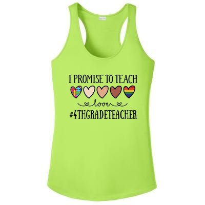 I Promise To Teach Love 4Th Grade Teacher Heart Great Gift Ladies PosiCharge Competitor Racerback Tank