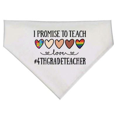 I Promise To Teach Love 4Th Grade Teacher Heart Great Gift USA-Made Doggie Bandana