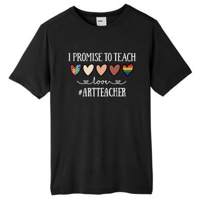 I Promise To Teach Love Art Teacher Heart Gift Tall Fusion ChromaSoft Performance T-Shirt