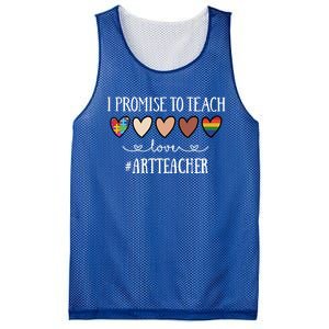 I Promise To Teach Love Art Teacher Heart Gift Mesh Reversible Basketball Jersey Tank