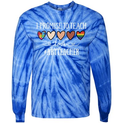 I Promise To Teach Love Art Teacher Heart Gift Tie-Dye Long Sleeve Shirt