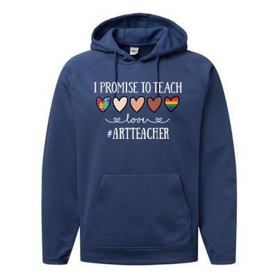 I Promise To Teach Love Art Teacher Heart Gift Performance Fleece Hoodie