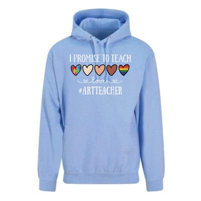 I Promise To Teach Love Art Teacher Heart Gift Unisex Surf Hoodie