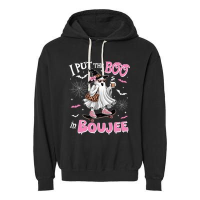 I Put The Boo In Boujee Ghost Halloween Skate Lady Ghost Gift Garment-Dyed Fleece Hoodie
