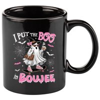 I Put The Boo In Boujee Ghost Halloween Skate Lady Ghost Gift 11oz C Handle Ceramic Mug
