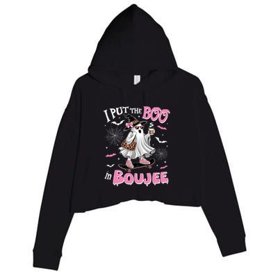 I Put The Boo In Boujee Ghost Halloween Skate Lady Ghost Gift Crop Fleece Hoodie