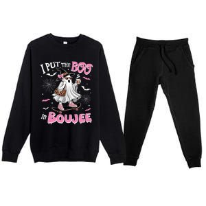 I Put The Boo In Boujee Ghost Halloween Skate Lady Ghost Gift Premium Crewneck Sweatsuit Set