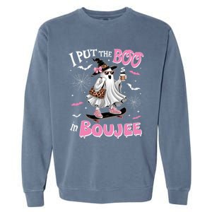 I Put The Boo In Boujee Ghost Halloween Skate Lady Ghost Gift Garment-Dyed Sweatshirt