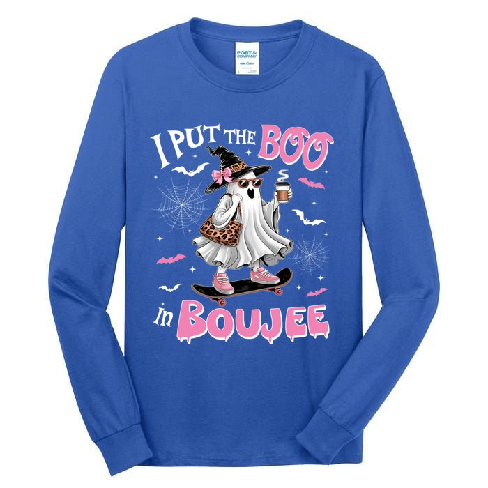 I Put The Boo In Boujee Ghost Halloween Skate Lady Ghost Gift Tall Long Sleeve T-Shirt