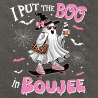 I Put The Boo In Boujee Ghost Halloween Skate Lady Ghost Gift Cotton Canvas Backpack