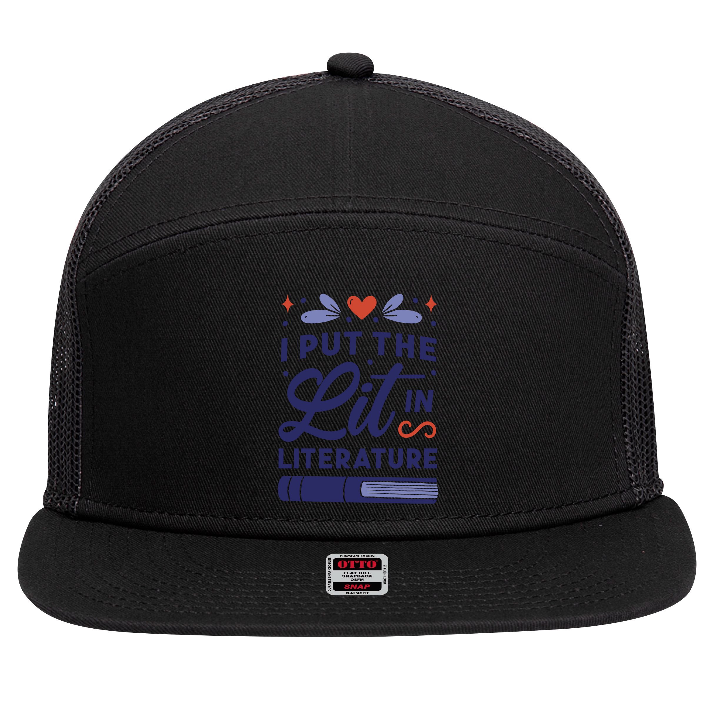 I Put The Lit In Literature 7 Panel Mesh Trucker Snapback Hat