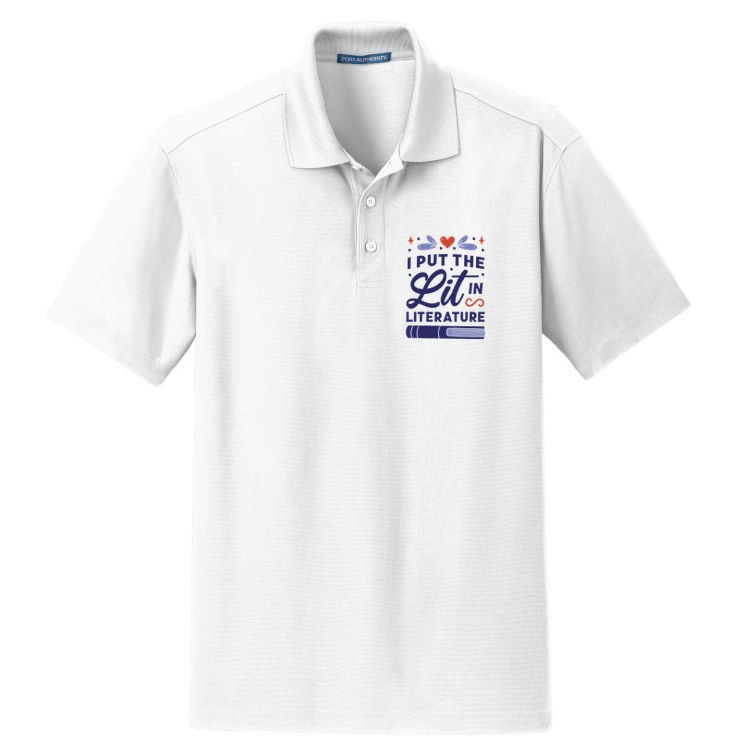 I Put The Lit In Literature Dry Zone Grid Polo