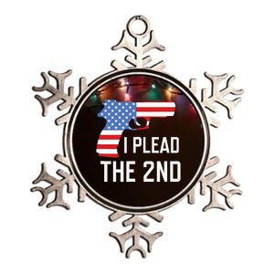 I Plead the 2nd Amendment USA Flag Pistol Gun Metallic Star Ornament