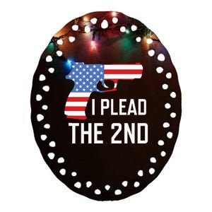 I Plead the 2nd Amendment USA Flag Pistol Gun Ceramic Oval Ornament