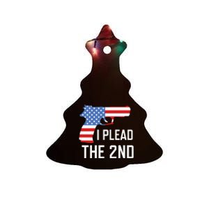 I Plead the 2nd Amendment USA Flag Pistol Gun Ceramic Tree Ornament