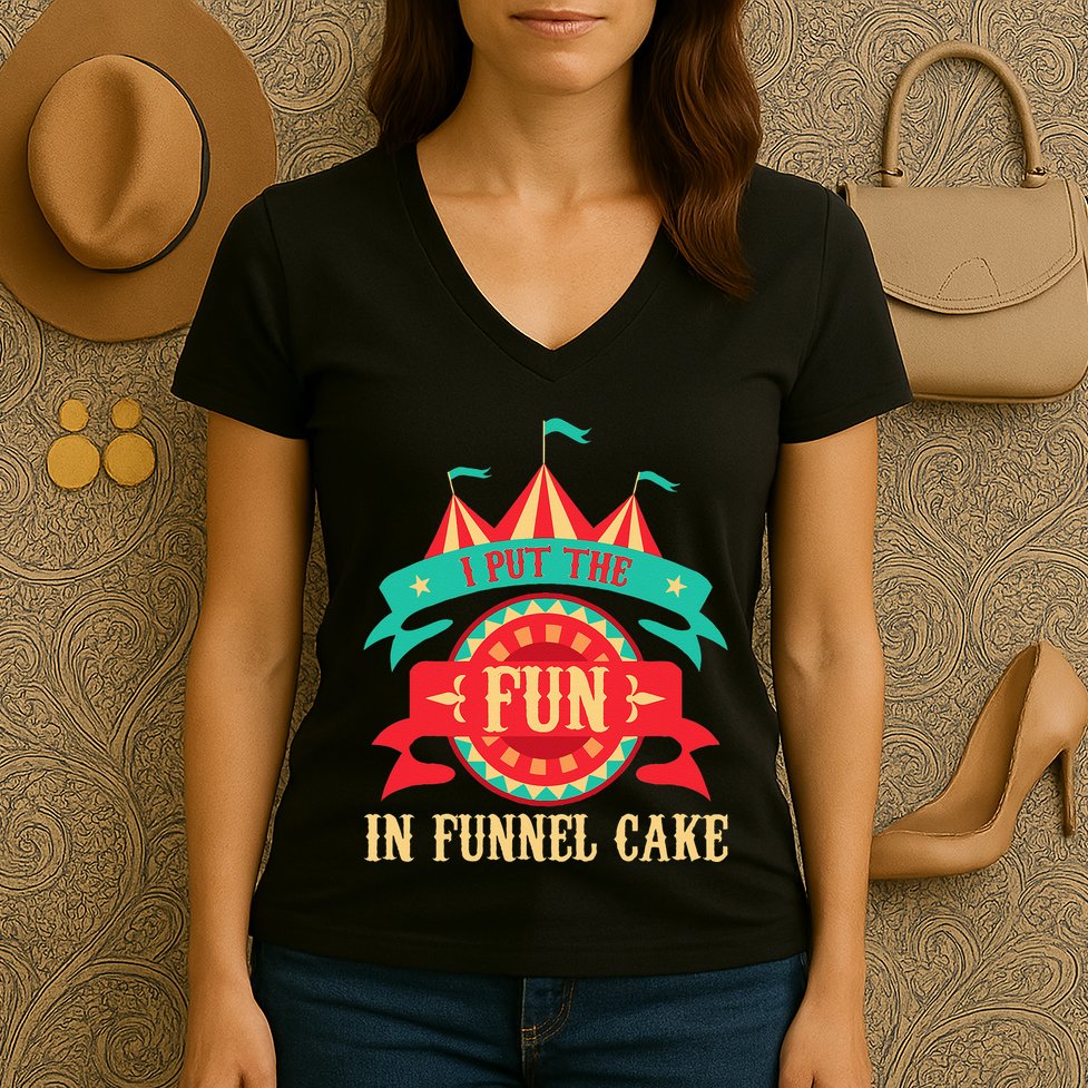 I Put The Fun In Funnel Cake  Circus Birthday Party Costume Women's V-Neck T-Shirt