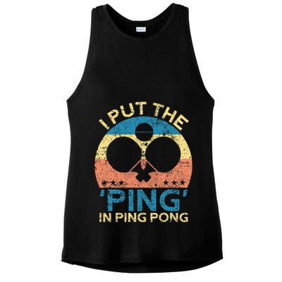 I Put The Ping In Ping Pong Funny Table Tennis Ladies PosiCharge Tri-Blend Wicking Tank