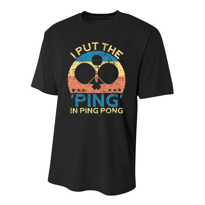 I Put The Ping In Ping Pong Funny Table Tennis Youth Performance Sprint T-Shirt