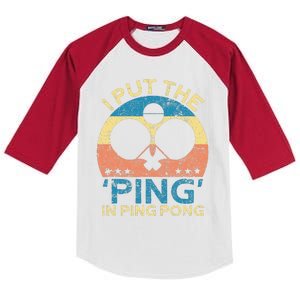 I Put The Ping In Ping Pong Funny Table Tennis Kids Colorblock Raglan Jersey