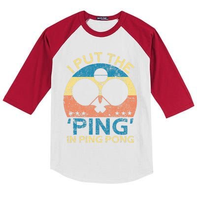 I Put The Ping In Ping Pong Funny Table Tennis Kids Colorblock Raglan Jersey