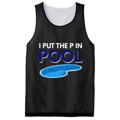 I Put The P In Pool Funny Swimming Mesh Reversible Basketball Jersey Tank