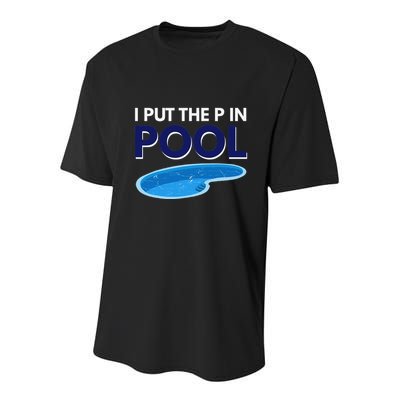I Put The P In Pool Funny Swimming Youth Performance Sprint T-Shirt
