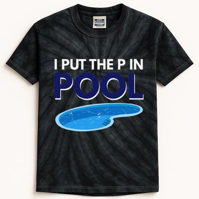 I Put The P In Pool Funny Swimming Kids Tie-Dye T-Shirt