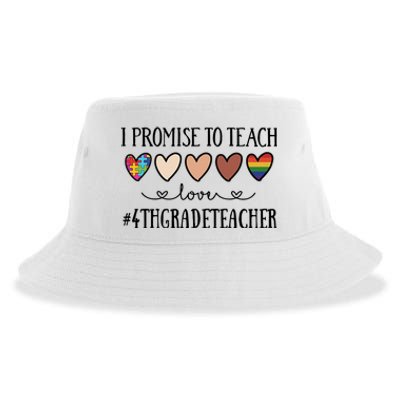 I Promise To Teach Love 4Th Grade Teacher Heart Cute Gift Sustainable Bucket Hat