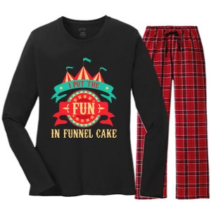 I Put The Fun In Funnel Cake Circus Birthday Party Costume Women's Long Sleeve Flannel Pajama Set 