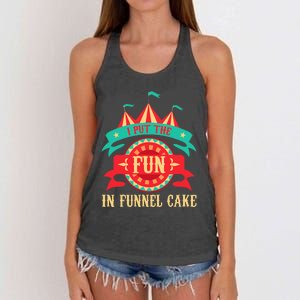 I Put The Fun In Funnel Cake Circus Birthday Party Costume Women's Knotted Racerback Tank