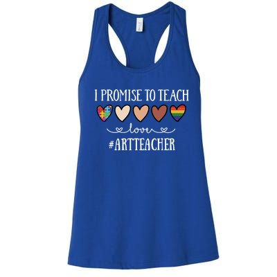 I Promise To Teach Love Art Teacher Heart Gift Women's Racerback Tank