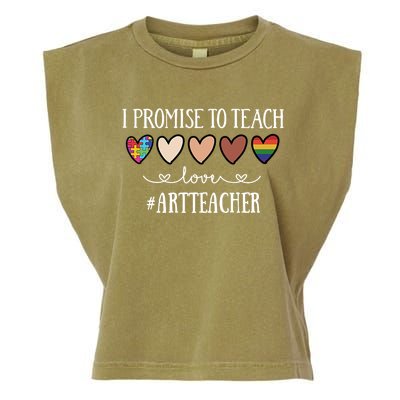 I Promise To Teach Love Art Teacher Heart Gift Garment-Dyed Women's Muscle Tee