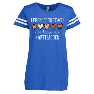 I Promise To Teach Love Art Teacher Heart Gift Enza Ladies Jersey Football T-Shirt