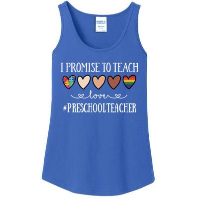 I Promise To Teach Love Preschool Teacher Heart Cool Gift Ladies Essential Tank