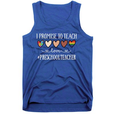 I Promise To Teach Love Preschool Teacher Heart Cool Gift Tank Top