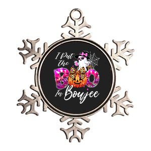 I Put The Boo In Boujee Cute Leopard Boujie Ghost Halloween Metallic Star Ornament