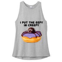 I Put The Eepy In Creepy Spider Donut Cake Halloween Ladies PosiCharge Tri-Blend Wicking Tank