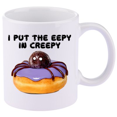 I Put The Eepy In Creepy Spider Donut Cake Halloween 11oz C Handle Ceramic Mug