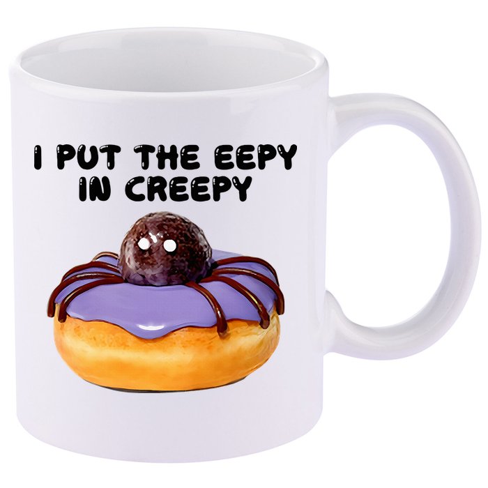 I Put The Eepy In Creepy Spider Donut Cake Halloween 11oz C Handle Ceramic Mug