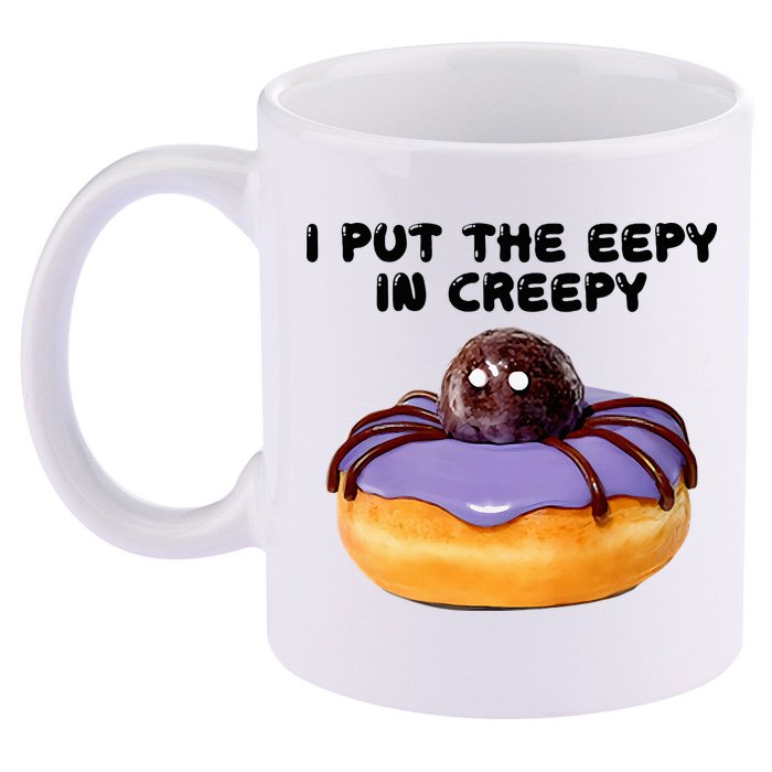 I Put The Eepy In Creepy Spider Donut Cake Halloween 11oz C Handle Ceramic Mug