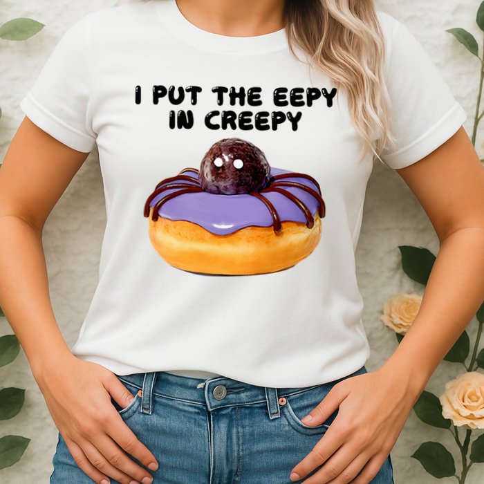 I Put The Eepy In Creepy Spider Donut Cake Halloween Womens T-Shirt