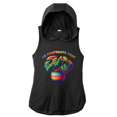 ID Propagate That Plant Gardening Ladies PosiCharge Tri-Blend Wicking Draft Hoodie Tank